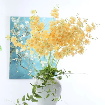  1 buc 3 furci de Iarnă Jasmine Trompeta Cățărătoare Ramură Flori Artificiale pentru Diy Home Decor Petrecere Aranjament Floral Material