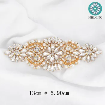 (1 BUC) Argint aur stras de mireasa curea nunta aplicatiile cu cristale rochie de mireasa accesorii aplicatiile DIY fier pe WDD0230