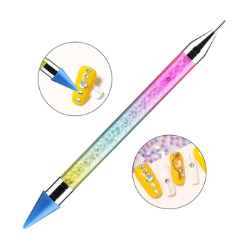  1 buc Dual-a încheiat Dotting Tool Unghii Stras Selector de Ceara Pen Margele de Cristal se Ocupe de Creion de Manichiura Nail Art Instrumente de Modelare Perie