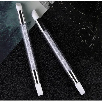  1 buc Nail Art Silicon Pen Dublu-capul Oblic Forma Gurii Punct de Gaurit Stras Unghii DIY Perie Aplicatiile Relief Stick Pen