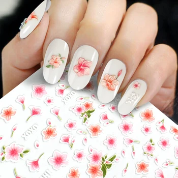  1 Foaie 5D Relief Flori de Unghii Autocolant Drăguț Kawaii Design Floral Gravat Slider Nail Art Sticker pentru Decorare Unghii Acrilice