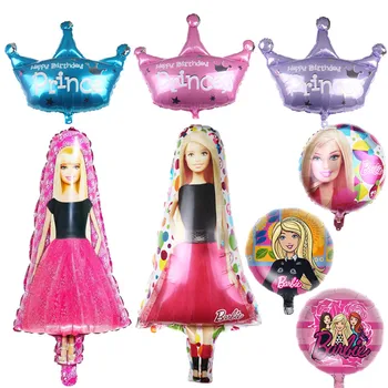  10-50Pcs Barbiee Papusa Baloane Folie 32Inch Numărul Petrecerea de Ziua Decor Consumabile Fată Roz Princess Crown Copil de Dus Globos