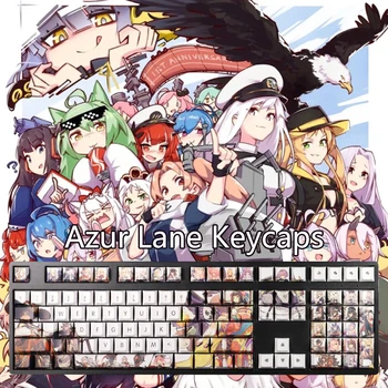  108Keys Pbt Material Mut Azur Lane Cosplay Anime Tema Taste Cherry Profil Desene animate Pbt Diy Tasta Caps Tastatură Mecanică