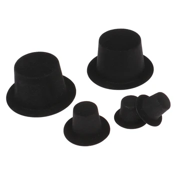  10buc 1/12 casă de Păpuși în Miniatură PVC Negru s-au înghesuit Simulare Pălărie Melon, Pălării Capace Model DIY Papusa Accesorii de Îmbrăcăminte