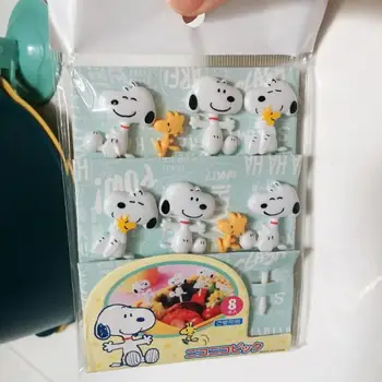  10buc Kawaii Sanrio Fructe Furculita Drăguț Hello Kittys Snoopy Desene animate Anime Culoare Reutilizabile Fructe Furculita Jucării de Pluș pentru Fete Cadouri