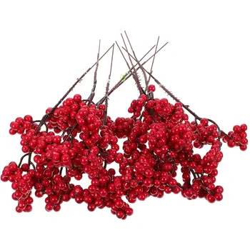  10buc/seturi de Crăciun fructe de Padure Rosii Tulpini Ornament Fals Zăpadă Ramura de Pin Con Holly Berry Copac Xmas Decor Consumabile Cadou Decor