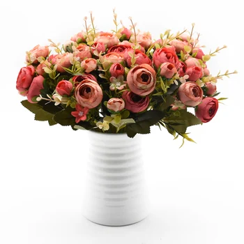  10Heads/Pachet de Ceai de Mătase de Trandafiri Buchet de Mireasa de Crăciun Acasă Nunta de Anul Nou Decor Fals Plante Flori Artificiale