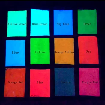  12 Culori 10 grame Eco-friendly, Fără Radiații Neon Fosfor Praf de Praf Luminos Pigment Pudra Fluorescentă Strălucesc în Întuneric