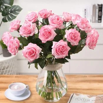  12 Pack Faux Floare Trandafir Decor de Simulare a Crescut de Mătase Buchet de Flori DIY Acasă Acord Decor Petrecere