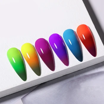  1Box Termică Unghii Pulbere 3-straturi de Culoare Schimbarea Efect de Unghii de Arta pline de culoare Chrome Pigment Praf UV Gel de unghii Manichiura Decor
