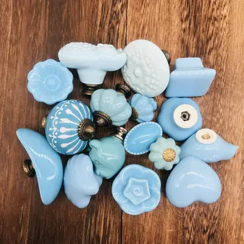  1buc Ceramice Butoane Sertar, multi-Design Albastru de porțelan Dulap de Bucătărie Manere pentru Sertare, Dulap, Garderoba, Debara