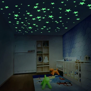  1sheets Luminos Lună Și Stele, Autocolante de Perete 3D Rocket Planeta Fluorescență Autocolant Pentru Casa Dormitor Copii Plafon Arta de Perete Decalcomanii