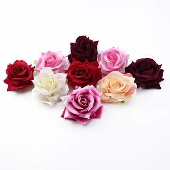  2 Bucati de 10 cm Flori False pentru Scrapbooking Acasă Decorare Accesorii Flanel Trandafiri Cap Diy Cadouri de Nunta Flori Decorative