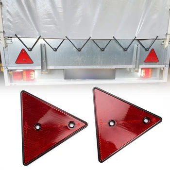  2 x Rosu Catadioptri Spate Triunghi Reflectorizant pentru Posturile Poarta Reflectoare de Siguranță Șurub se Potrivesc pentru Remorcă, Motocicletă Caravan Truck Barca