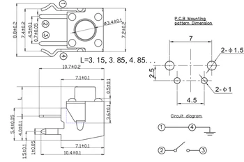  20/50PCS 6X6 H=4.3/4.5/5~12mm Seria Micro Comutator Buton 90Degree Tip Orizontal Moment Tact Switch Cu Stand