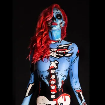  2020 Adult Schelet Print Halloween Cosplay Pentru Femei Fantomă Salopeta Petrecere Carnaval De Performanță Costum Înfricoșător Bodysuit