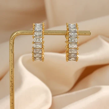  2022 Lux Strălucitor AAA Zircon Cristal CC Cercei pentru Femei Elegant Placat cu Aur 18K Piercing Cercei Cadou pentru Petrecere