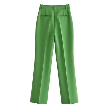  2022 Noi Femei Pantaloni Costum din Două piese Set de Moda de Înaltă Calitate, Singur cu Pieptul Doamnelor Jacheta Verde de Înaltă Talie Pantaloni Drepte