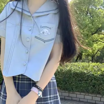  2022 Sanrio Cinnamoroll Uniformă De Școală De Aprovizionare Sens Facultate Feng Shui Mână Costum De Vara Elev Anime Kawaii Cămașă Cu Mânecă Scurtă
