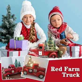  2023 Epocă Rășină Clasic Pickup Camion Roșu W/pom Decor Acasă Ferme Masina de Decorare Pom de Decor de Crăciun Casa Rustic P5p9