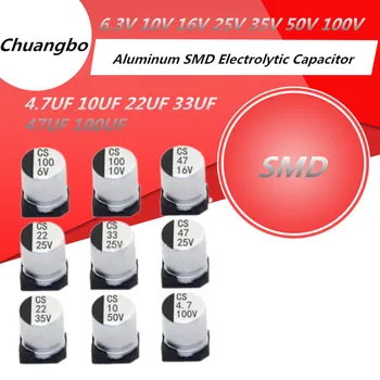  20buc SMD condensator Electrolitic din aluminiu 6,3 V 10V 16V 25V 35V 50V 100V 4.7 UF 10UF 22UF 33UF 47UF 100UF
