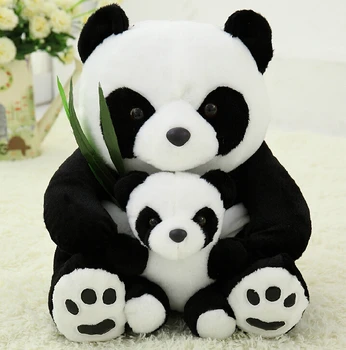  25cm Bună Calitate Stând Mama Panda de Pluș, Jucării Umplute Panda Păpuși Perne Moi
