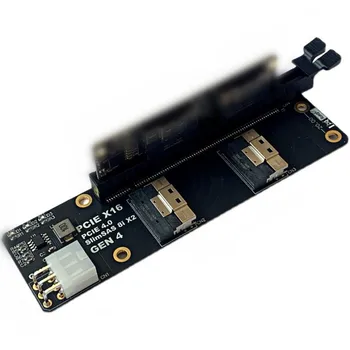  2Port SlimSAS 8i x2 la PCIe4.0 x16 Slot Card Adaptor SFF8654 Riser Card GEN4 pentru placa de Retea Grafica placa Video GPU 6pini Putere