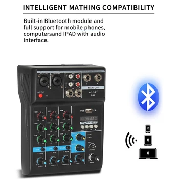  4 Canale Mini Mixer Audio Bluetooth USB DJ Console placa de Sunet de Înregistrare de Studio 48V Putere Întârziere Cablu USB Instrument Muzical