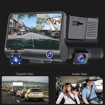  4 Inch Full HD DVR Auto Dash Camera 1080 3 lentilă aparat de Fotografiat Auto-Dvr Cu Oglinda Retrovizoare Dash-Cam de Noapte Viziune a Vizualiza Video Recorder