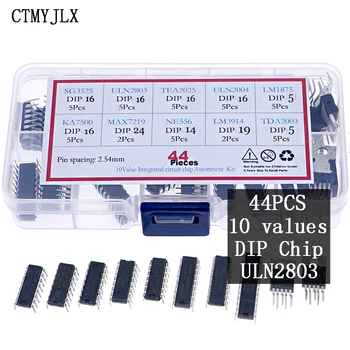  44Pcs IC Circuit Integrat Cip Sortiment DIY Kit SG3525 ULN2803 TEA2025 ULN2004 TDA1875 KA7500 MAX7219 NE556 LM3914 TDA2003