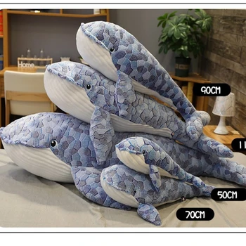  50-110cm Kawaii Moale Balenă de Pluș Jucărie de Animale Desene animate de Pește Umplute Păpușă de Dormit Perna Copilul Prietena cadou de Crăciun