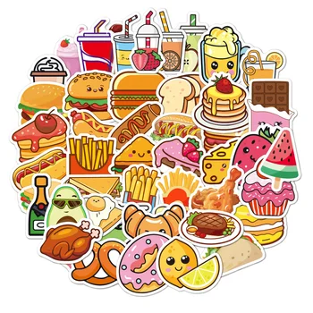  50Pcs Desene animate Alimente Autocolante Drăguț Food Burger cu cartofi Prajiti Gourmet Autocolante de Bagaje Laptop Decorative Delicatețe Graffiti en-Gros