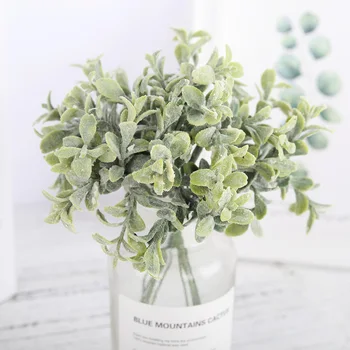  6 buc de plastic, flori artificiale fals frunze de eucalipt alb buchet mic DIY accesorii faux plante nunta decor acasă