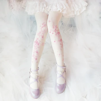  80 d Antic lolita cherry blossom pus chilot lolita 's de sex feminin este imprimat ciorapi de mătase fata de zi cu zi face șosete