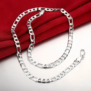  925 Ștampilată de Argint Nobil bărbați clasic 6MM geometrie Colier pentru femei de moda de petrecere nunta de Crăciun cadouri Bijuterii