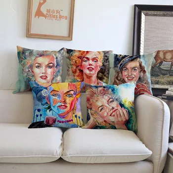  Acuarelă, Pictură În Ulei În Stil Star De Cinema Marilyn Monroe Beauty Pernă Caz Admiratori Acasă Decorative Canapea Pernă Acoperă