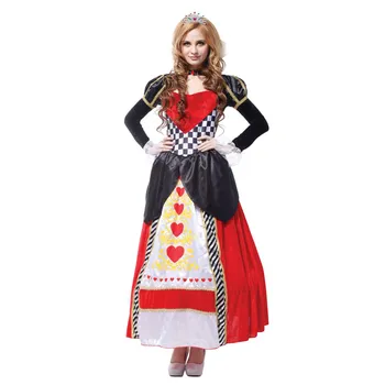  Adult Deluxe Red Queen of Hearts Costum Cosplay Fantasia Costume de Halloween pentru Femei
