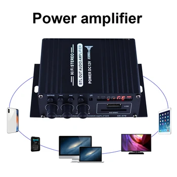  AK-370 Amplificator Audio de Putere 20W+20W Muzică Auto Subwoofer DC 12V Digitale, Amplificatoare Audio Mini HIFI Stereo USB OTG Intrare