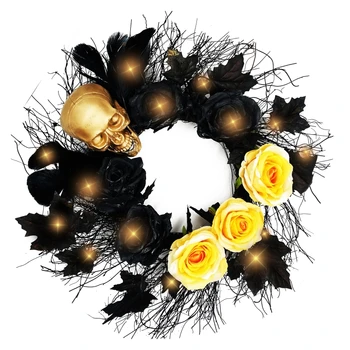  Artificiale a Crescut Coronita Usa Coroană de flori cu Craniul Decor de Halloween Gotica Coroană de flori
