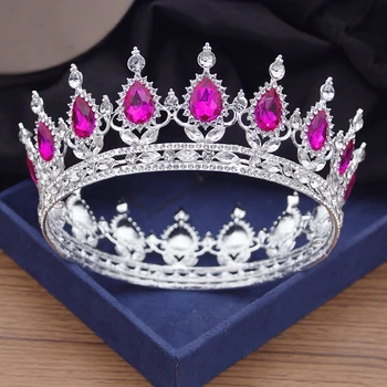  Baroc Superb Cristal Coroane Tiara de Nunta Regina Coroana de Păr Bijuterii de Mireasa, Diadema pentru Femei de Ziua Cerc Ornamente