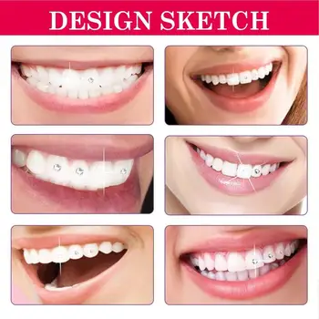  Bijuterii dentare Kit Profesional DIY Dinte Gem Kit Cu fotopolimerizare Și Lipici Femei Dinte Ornamente Dinte Temporar Pietre Pentru Acasă