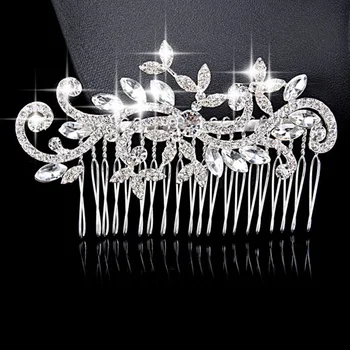  BLIJERY Moda Cristal de Mireasa Accesorii de Par de Culoare Argintie Florale de Mireasa Piepteni de Păr Agrafe de Păr Femei Bijuterii de Mireasa Tiara