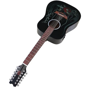  Bun artizanat 12 corzi chitara acustica electrica 41 inch culoare negru lucios folk chitara cu funcția tuner