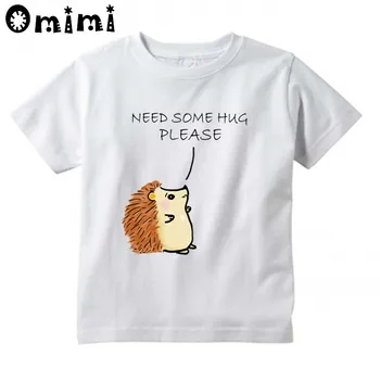  Copii Arici Îmbrățișare/Sărut Design de Tricou Copii Mari Casual cu Maneci Scurte Topuri Băieți și Fete Haioase Animale T-Shirt