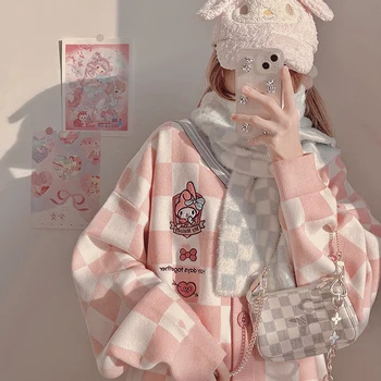  Coreea Moda Harajuku Streetwear Fata Kawaii Carouri Roz Pulover Cardigan Pentru Femei De Top Vintage Guler Vrac Pulover Tricotat Femeie