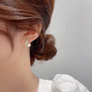  Coreeană Elegant Zircon Cercei cu Perle Pentru Femei de Moda Fete Drăguț Boucle D'oreille Oorbellen Bijuterii