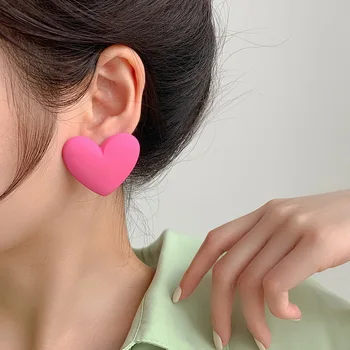  Coreeană Trendy Dragoste Inima Cercei Stud Pentru Femei Fete Geometrice Colorate Acrilice Cercei Bijuterii De Nunta Cadouri De Moda