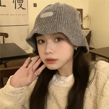  Coreeană Tricotate Pălărie Găleată Toamna și Iarna Cald Versatil Dom Scurt boruri Bazinul Capac 2023 Moda Retro Femei Pălării de Maree