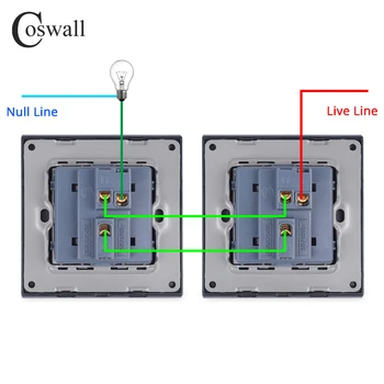  Coswall 1 Banda 2 Mod On / Off Perete Scara Basculant Comutator de Lumină din Oțel Inoxidabil Panou Trece Prin Comutator Pornit 16A