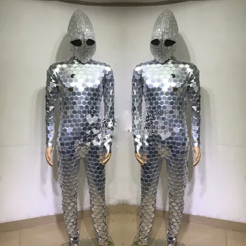  Dans Modern extraterestru oglindă costum tehnologie de viitor warrior body masca cu laser spectacol de dans îmbrăcăminte gogo costume